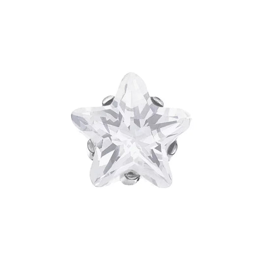 STUDEX Earring 127 (pair) - Prong Setting Cubic Zirconia 5mm Star Cut Surgical Stainless Steel