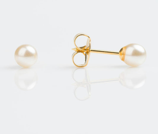 STUDEX Earring 205 (pair) - Pearl white 5mm Gold Plated