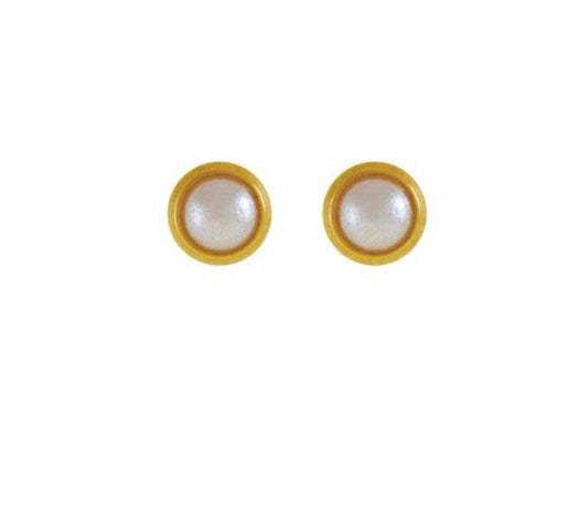 STUDEX Earring 145 (pair) - Bazel Pearl white 3mm Gold Plated