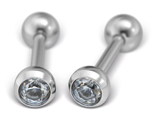 STUDEX Earring 183 (pair) - Barbell 16GA 3/8 4mm April Crystal / stainless steel