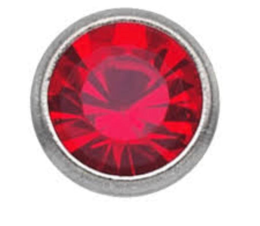 STUDEX Earring 509 (pair) - Bazel July Ruby 3mm Titanium / red