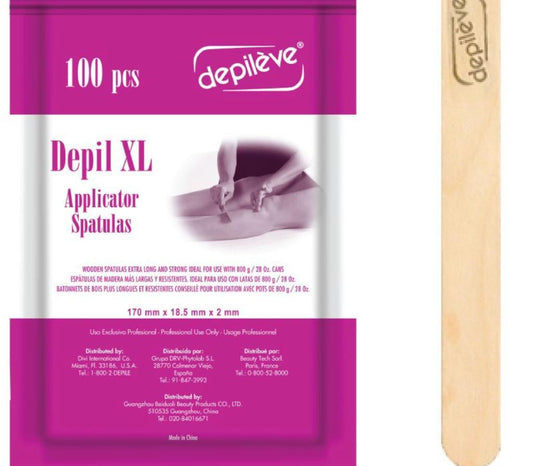 DEPILEVE DEPIL XL Applicator Spatulas 170x18.5x2mm / koka špāteles 100gab.
